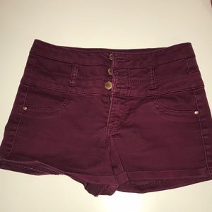 Maroon high waisted shorts